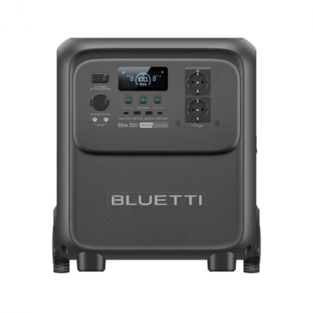Frontansicht der BLUETTI Elite 320 Powerstation mit Display und Anschluessen