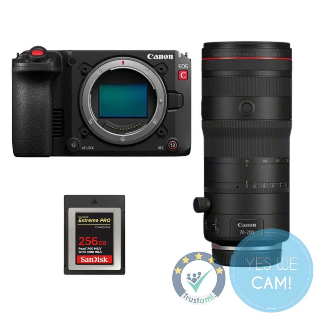 Canon EOS C50 Filmmaker-Bundle mit RF 70-200mm F2.8 L IS USM Z Objektiv und SanDisk Extreme PRO CFexpress 256GB, Setansicht