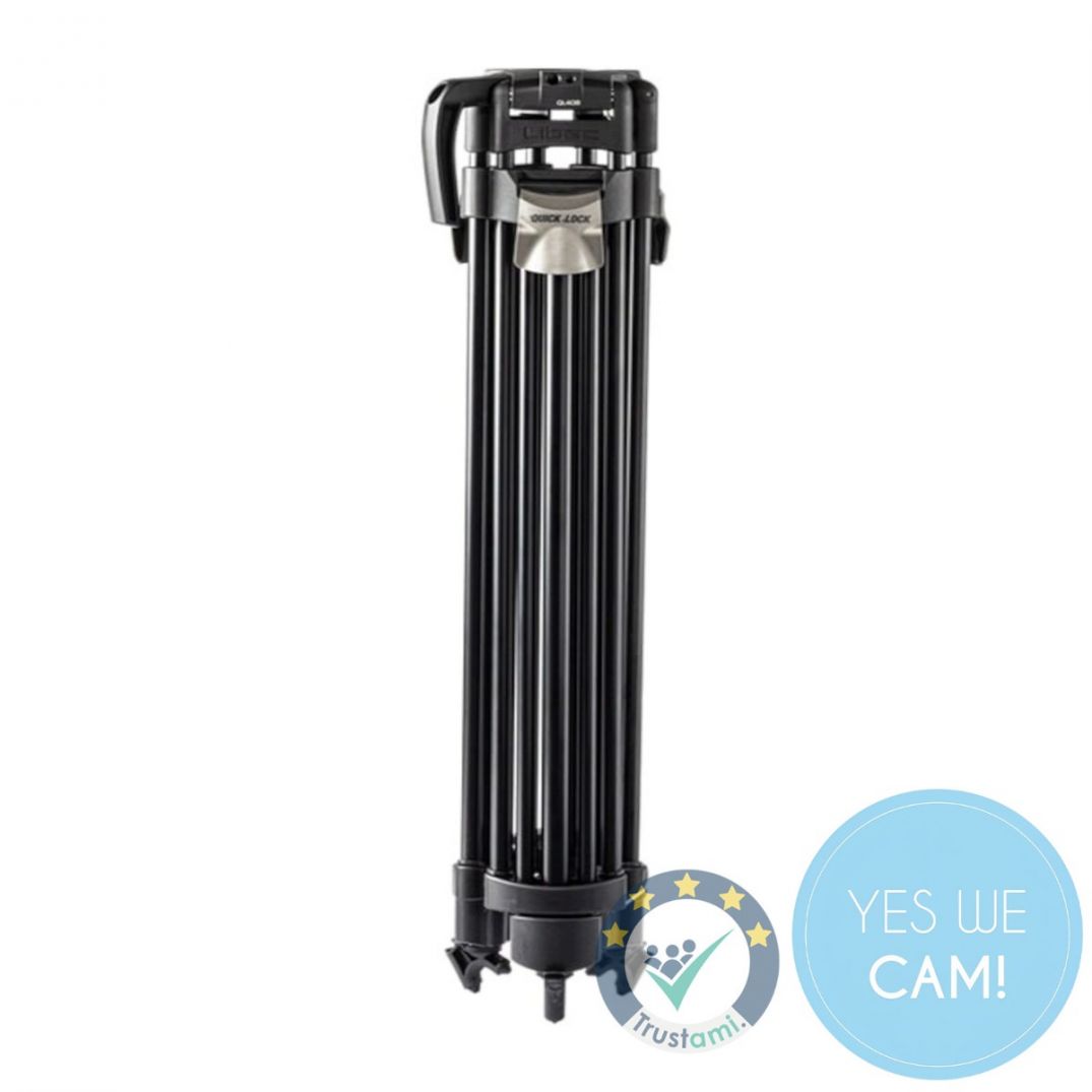 LIBEC QL-40B Quick Lock Tripod in zusammengeklappter Frontansicht mit kompaktem Transportmaß