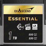 Exascend Cfast 512GB Essential Speicherkarte Frontansicht mit hoher Schreibgeschwindigkeit für Videoaufnahmen