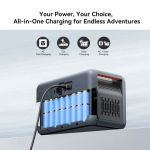 OSCAL PowerMax 1800SE Powerstation beim Camping mit Solarpanel zur mobilen Energieversorgung im Outdoor-Einsatz