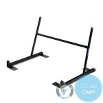 SUNSHARE Ray Halterung für Garten und Flachdach in schwarzer Ausführung als freistehende Montagekonstruktion ohne Solarmodul vor hellem Hintergrund