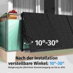 Sunshare Ray Railing Bracket als Metall-Balkonhalterung mit montierten Solarmodulen am Balkon und verstellbarem Neigungswinkel von 10 bis 30 Grad