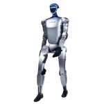 Humanoider Roboter Unitree G1 in aufrechter Position – kompakte Bauweise, stabile Balance und humanoide Proportionen.